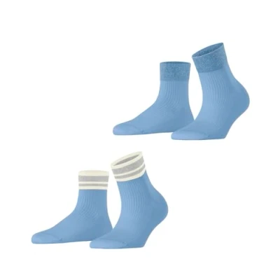Abbildung von ESPRIT Damen Retro Glitter 2 Pack W SSO Baumwolle Gemustert Paar Socken, Blau (Light Blue 6541), 35 38 (2er Pack)
