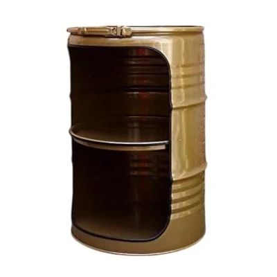 Abbildung von SRM Design Mehrzweckregal Fassregal Regal Ölfass 210L Fass Gold Fassmöbel Beleuchtung