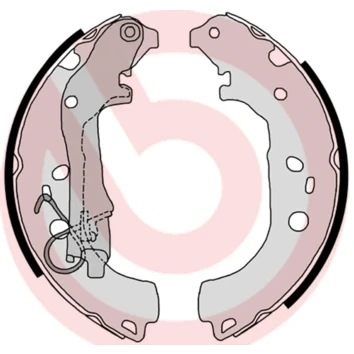Abbildung von BREMBO S 23 518 Bremsbacken 229 42 mit Handbremshebel FIAT: Doblo II Kasten / Kombi, I OPEL: Combo D Kombi