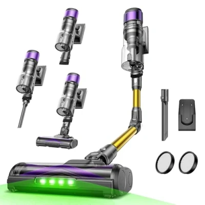 Abbildung von Ultenic U20 Akku Staubsauger, 55000Pa/ 600W/60Min Staubsauger Kabellos Mit Selbststehendes Design, Flexibles Biegegelenk, GreenEye Technologie, Anti Tangle Bodenbürste für Hartböden Teppiche Tierhaare