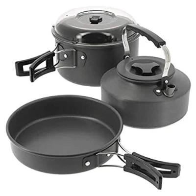 Abbildung von NGT Aluminium Topf und Pfannenset Camping Besteck