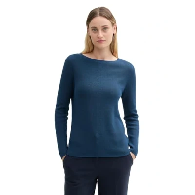 Abbildung von TOM TAILOR Damen Strickpullover aus Baumwolle, 26779 Nighttime Blue, XXL