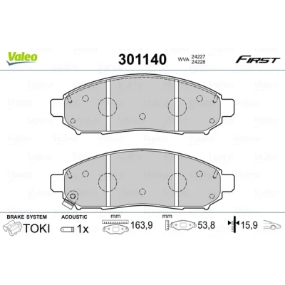 Abbildung von VALEO 301140 Bremsbelagsatz FIRST Vorderachse inkl. Verschleißwarnkontakt ohne Anti Quietsch Blech NISSAN: Pathfinder 3, NP300 Navara Pickup