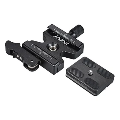 Abbildung von Andoer Schnellwechselplatte, CL 50LS Schnellspanner Quick Release Plate mit Einstellbarem Hebel Knopf 1/4&quot;&amp;3/8&quot; Schraubenloch Stativplatte für Arca Swiss Standard Schnellwechselplatte Kugelkopf Stativ