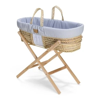 Abbildung von Clair de Lune Wende Bundle für Babykörbchen, inklusive Bio Palmkorb, wendbarer Verband, Klappständer, Matratze 75 x 28 cm