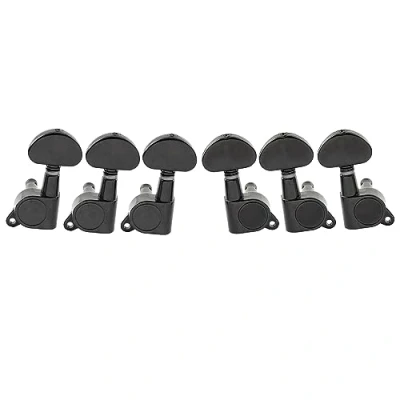 Abbildung von Musiclily Pro 3L3R Gitarre Tuners Mechaniken Machine Heads Tuning Pegs Set für Les Paul SG Style E Folk Akustische Gitarre, Schwarz Half Moon Knopf