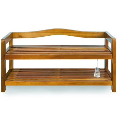 Abbildung von Casaria Schuhregal, mit 2 Ebenen 75x26x42cm FSC® Zertifiziert Akazien Holz Bad Diele Flur