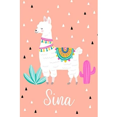Abbildung von Sina: Personalisiertes Design Notizbuch Alpaka Lama 120 linierte Seiten ( ca.DIN A5 ) , perfekte Geschenkidee für die Schule,Weihnachten mit Name