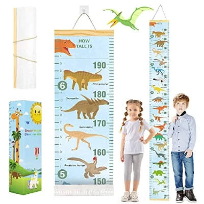 Abbildung von ouhos Messlatte Kinder Größenmesser Wachstum Aufrollbare Wandbehang Höhenmesser Abnehmbare Leinwand Messleite Lineal für Baby Kinderzimmer Schlafzimmer Wanddekoration mit Box