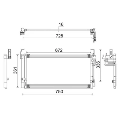 Abbildung von MAHLE ORIGINAL AC 265 000S Klimakondensator mit Trockner 672
