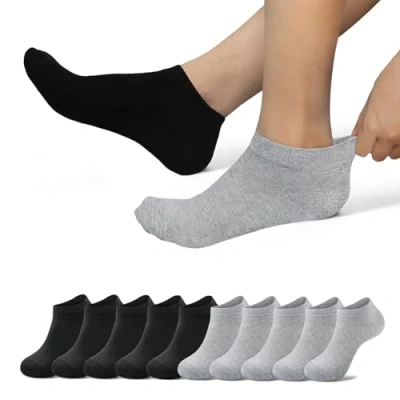 Abbildung von EKSHER Sneaker Socken Herren 47 49 Kurz 10 Paar Sneakersocken Grau Laufsocken Baumwolle Kurze Sportsocken Schwarze Damensocken Tennissocken Anti Schweiß Atmungsaktive Running Socks