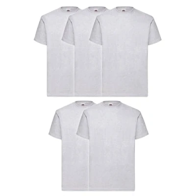 Abbildung von Fruit of the Loom 5er Pack Valueweight T Shirt + GRATIS MyShirt Stoffbeutel, Farbe:Graumeliert, Größe:3XL