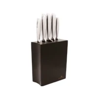 Abbildung von Gerlach Modern Messerblock Messerset Küchenmesserset 5 Messer Edelstahl Küchenmesser im Block Schwarz Kochmesser Brotmesser Gemüsemesser Küche Küchenutensilien Küchenzubehör