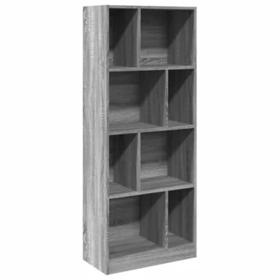 Abbildung von vidaXL Bücherregal, Standregal 8 Fächer, Bücherschrank Aktenregal für Wohnzimmer Büro, Wandregal Regal Büroregal, Grau Sonoma Holzwerkstoff
