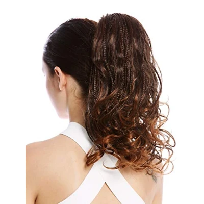 Abbildung von WIG ME UP N472 V 2T30 Haarteil Zopf Pferdeschwanz geflochtene Strähnen lockig gewellt gesträhnt Kastanie Braun 35 cm