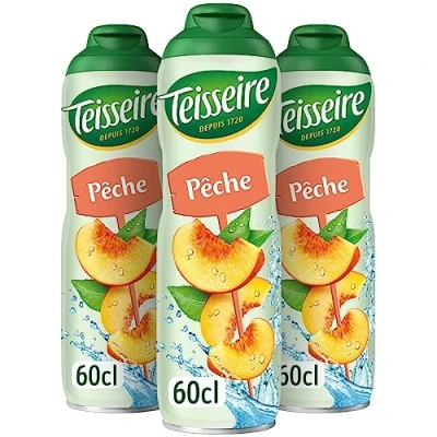Abbildung von Teisseire Getränke Sirup Peach/Pfirsich 600ml der genauso schmeckt wie die Frucht (3er Pack)