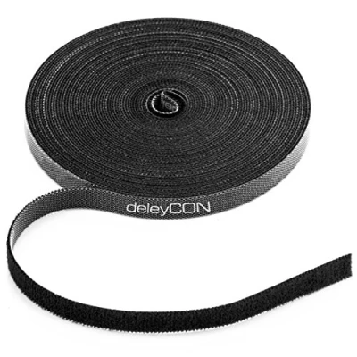 Abbildung von deleyCON 10m Klettband Rolle 10mm Breit Kabelbinder Klettverschluss Stromkabel
