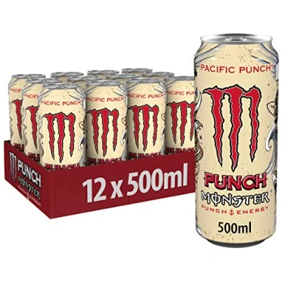 Abbildung von Monster Energy Pacific Punch koffeinhaltiger Drink mit erfrischendem Geschmack aus Himbeere, Guave und Kirsche in praktischen Einweg Dosen (12 x 500 ml)