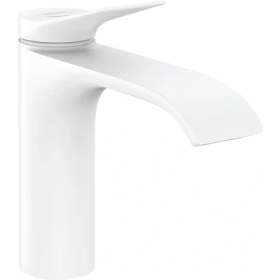 Abbildung von hansgrohe Vivenis Waschtischarmatur ohne Ablauf, energiesparend (CoolStart), Wasserhahn Bad mit Auslauf Höhe 110 mm, Mischbatterie Waschbecken wassersparend (EcoSmart), Mattweiß, 75024700