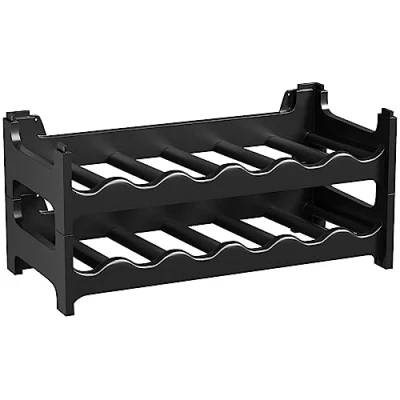 Abbildung von ARTECSIS Weinregal stapelbar Kunststoff für 12 Flaschen, stabiles Flaschenregal in Gastronomie Qualität, modular erweiterbar, Schwarz
