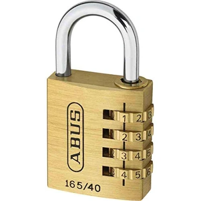 Abbildung von ABUS Zahlenschloss 165/40 Vorhängeschloss aus Messing mit individuell einstellbarem Zahlencode Kofferschloss / Spindschloss Sicherheitslevel 4