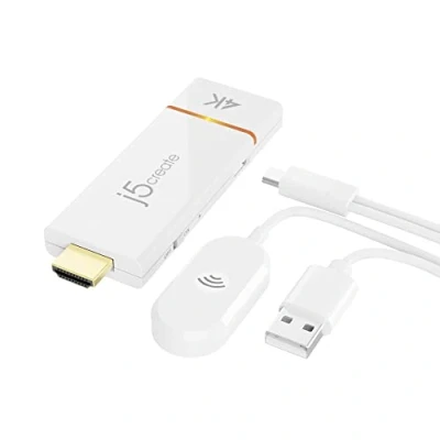 Abbildung von j5create ScreenCast 4K Wireless Adapter Screen Cast von Handy, Tablet oder Laptop Unterstützung für AirPlay, Miracast &amp; Chromecast Mirror Extend Windows macOS Display (JVAW76)