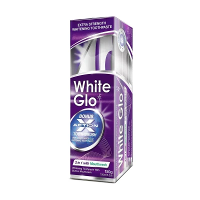 Abbildung von White Glo 2in1 Whitening Toothpaste with Mouthwashy, schwarz anthrazit