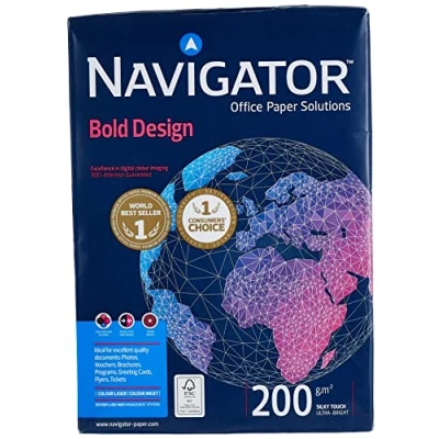 Abbildung von Navigator Drucker und Kopierpapier Bold Design 200g/m² DIN A4 150 Blatt weiß