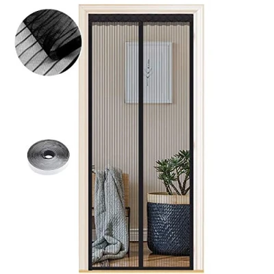Abbildung von Fliegengitter Tür Magnet Insektenschutz, Verschiedene Größen, 95 x 195cm, Magnetvorhang ist Ideal für Balkontür Wohnzimmer und Terrassentür, Ohne Bohren, Schwarze Streifen