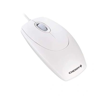 Abbildung von CHERRY WheelMouse, Kabelgebundene Maus, Symmetrisches Design für Rechts und Linkshänder, Optischer Sensor, USB Anschluss, PS/2 Adapter inklusive, Weiß Grau