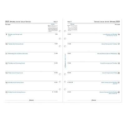 Abbildung von Filofax A5 Woche pro Seite, 4 Sprachen, 2023, weiß