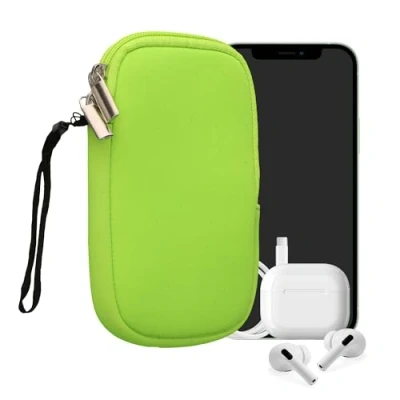 Abbildung von kwmobile Handytasche für Smartphones M 5,5&quot; Neopren Handy Hülle Neon Grün Tasche 15,2 x 8,3 cm Innenmaße