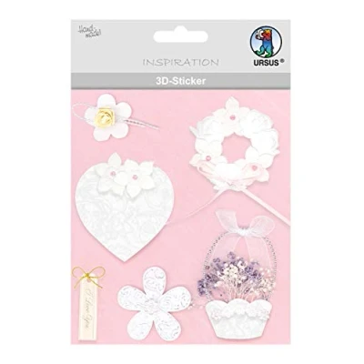 Abbildung von Ursus 56420052 3D Sticker Hochzeit, bestehend aus mehreren Ebenen, verschiedenen hochwertigen Materialien, selbstklebend, ideal zum Verzieren von Grußkarten und Geschenken, Motiv 52