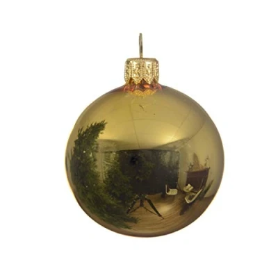 Abbildung von Weihnachtskugeln Glas mundgeblasen 6cm x 6er Box Christbaumkugeln hellgold Gold Glänzend / Christmas decorations Sfera VTR d06 cm Uni 6pz Klar