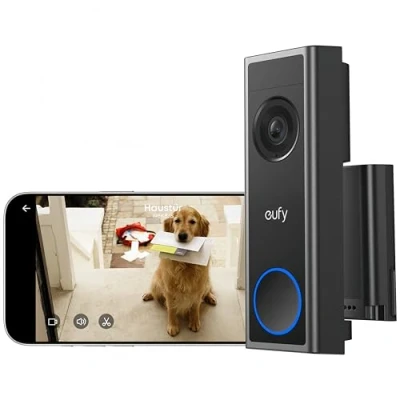 Abbildung von eufy Video Türklingel mit Kamera C31, 2K FHD, Nachtsicht, Schnellwechsel Akku/Kabel, Leichte Montage, Videoanrufe, 24/7 Aufnahme, Mensch &amp; Bewegungserkennung, HomeBase 3 Kompatibel, Ohne ABO Kosten