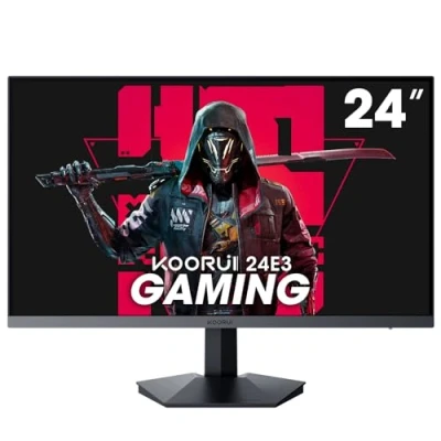Abbildung von KOORUI 24 Zoll Gaming Monitor 165Hz, IPS, 1080p, 1ms, Adaptive Sync, Rahmenlos, HDMI, DisplayPort, Neigungsverstellbar, Augenpflege, VESA Wandmontage, schwarz