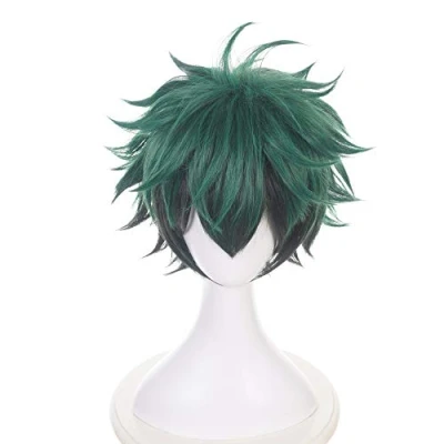 Abbildung von LEES WIGS Deku Anime Cosplay Perücke für My Hero Academia Izuku Midoriya mit Perückenkappe