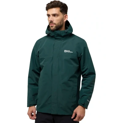 Abbildung von Jack Wolfskin Altenberg 3IN1 Regenjacke / wasserabweisende Jacke, Herren, Größe: Large, Black olive
