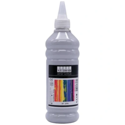 Abbildung von SÜDOR Acrylfarbe 500 ml Geeignet für Acryl Pouring. Hochpigmentierte, deckende Künstler Malfarbe zum Bemalen auf Holz, Leinwand, Stein, Papier, Stoff &amp; Metall. Vegan (Grau)