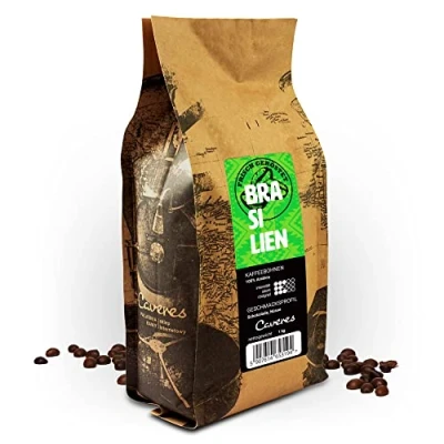 Abbildung von Caveres Brasilien Premium Bohnenkaffee 100% Arabica Zitrusaromen mit Schokoladen Ganze Bohnen (1 kg)