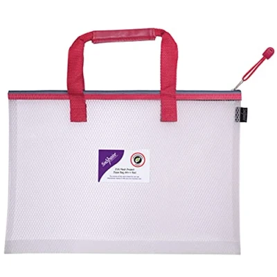 Abbildung von Snopake 15872 Projekt /Büchertasche, A4 +, hohe Kapazität, EVA Netzstoff, robust, mit weichem Tragegriff, transparent/rot, ohne PVC, Weichmacher,1 Stück