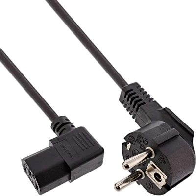 Abbildung von InLine 16752F Netzkabel, Schutzkontakt gewinkelt auf Kaltgerätestecker C13 rechts abgewinkelt, 5m, schwarz