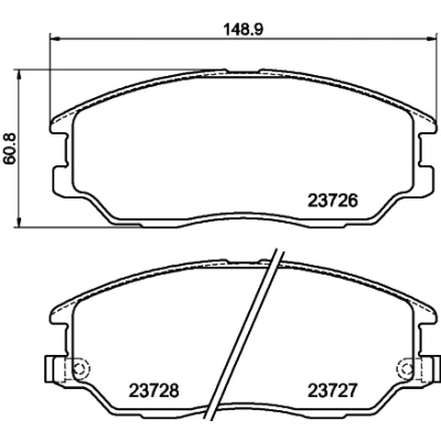 Abbildung von HELLA 8DB 355 010 861 Bremsbelagsatz mit akustischer Verschleißwarnung HYUNDAI: Terracan, XG, Terracan Box Body / SUV, SSANGYONG: Stavic RODIUS 2