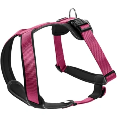 Abbildung von HUNTER Hundegeschirr NEOPREN, Farbe: himbeer/schwarz, strapazierfähiges Nylon, mit weichem Neopren gepolstert, reflektierendes 3M Scotchlite Reflective Material, pflegeleicht, komfortabel, Größe: M/2