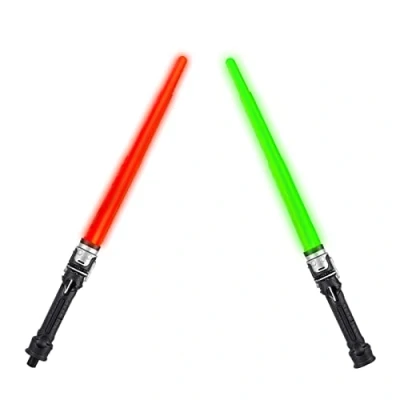 Abbildung von 2 Stück Laserschwert Kinder,Duell Lichtschwerter,7 Farben Lichtschwert und Soundeffekten，Laserschwert Duell，Star Wars Lichtschwert，Cosplay Spielzeug für Kinder Geschenk