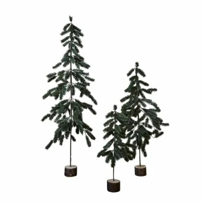 Abbildung von Loberon Weihnachtsbaum 3er Set Lorin, Verschiedene Größen, Kunstnadel Baum, Deko Tanne, Weihnachtsdeko, Weihnachten, Kiefernholz, Eisen, Kunststoff, grün