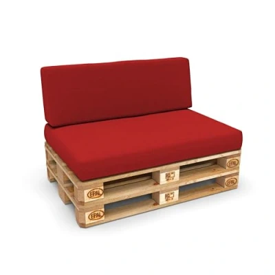 Abbildung von POKAR Palettenkissen Palettenauflagen mit abnehmbarem Bezug Palettenmöbel Palettensofa 2er Set: Sitzkissen 120x80 + Rückenlehne 120x40, Rot