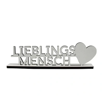 Abbildung von Melis Deko Schriftzug Lieblingsmensch aus Holz in weiß 20cm
