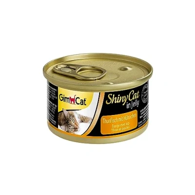 Abbildung von GimCat ShinyCat in Jelly Thunfisch mit Hühnchen Nassfutter Fisch und Taurin für Katzen 24 Dosen (24 x 70 g)