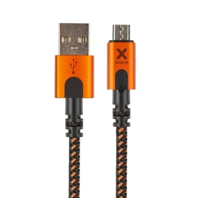 Abbildung von Xtorm Xtreme USB to Micro Cable (1,5m), Steckverbinder aus geflochtenem Nylonkabel, biegesicher, extra Robustes Material (33% Aluminium, 54% Nylongeflecht), Schwarz/Orange